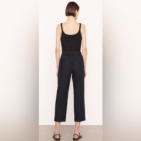 Vince Linen-Blend Tapered Pull-On Pant, Marina - XS - Picture 4 of 12